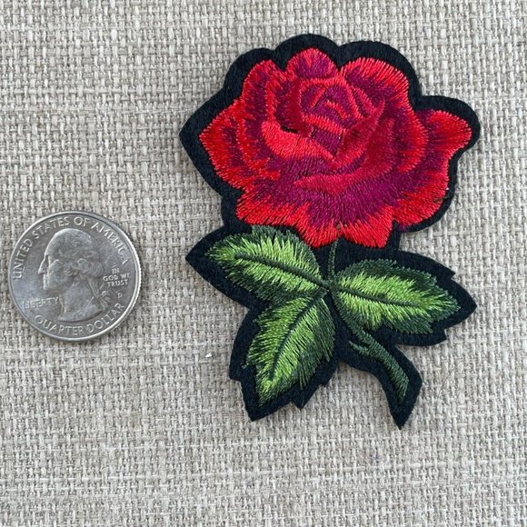 Flower Patches Iron On Red Roses Floral Embroidery Patches for Clothes lot of 3 - Picture 8 of 11